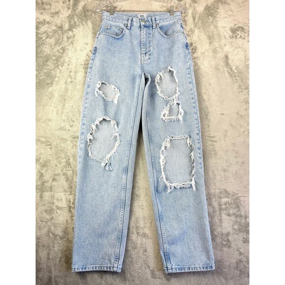 Urban Outiftters BDG High Rise Baggy Jeans 27 Light Wash Thrashed Distressed - Picture 1 of 16